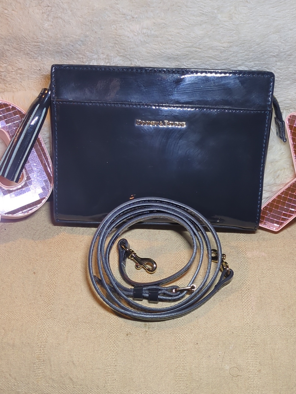 Dooney & Bourke Black Patent Leather Crossbody Clutch NOW ONLY $110